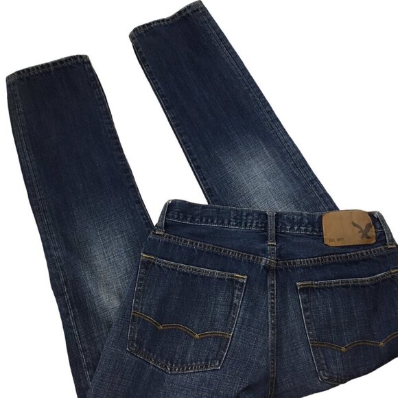 American Eagle AEO Jeans Slim Straight Leg Size 28 x 30 Style 2969 Blue Cotton - Picture 6 of 7